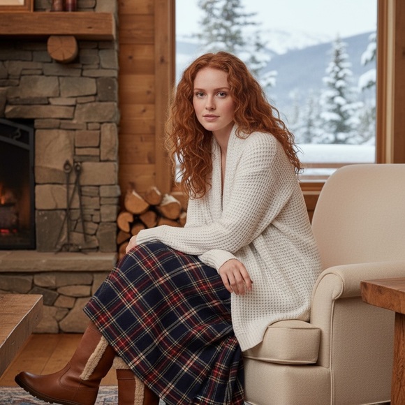 a new day Sweaters - A New Day Off White Stretchy Waffle Knit Open Front Cardigan  Size S